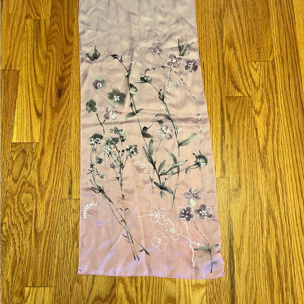 Vintage Elaine Gold for Collection XIIX Pink Ombré Floral Print Silk Scarf - Picture 2 of 6